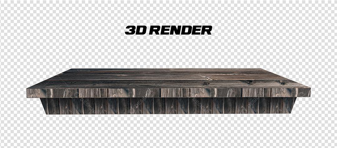 Mesa de Madeira escura Elemento 3D para composição PSD
