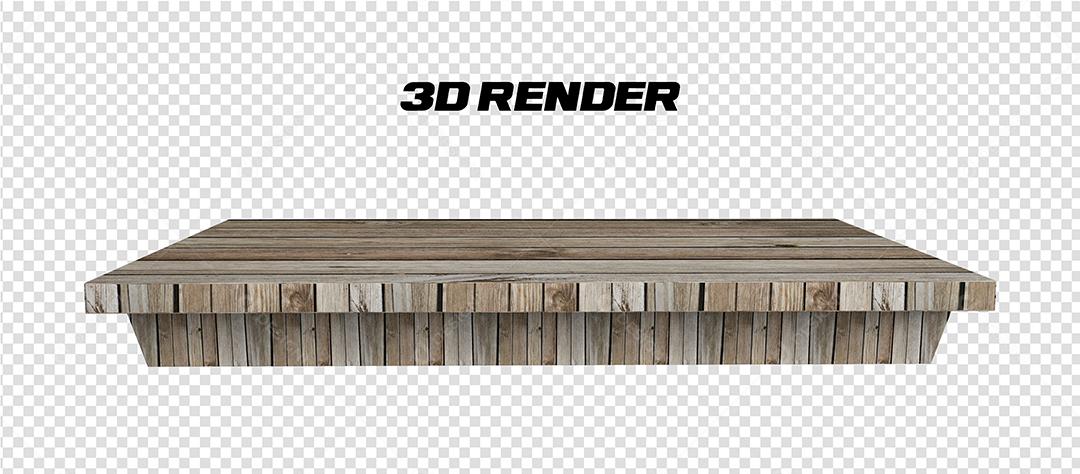Elemento 3D Mesa de Madeira para composição PSD