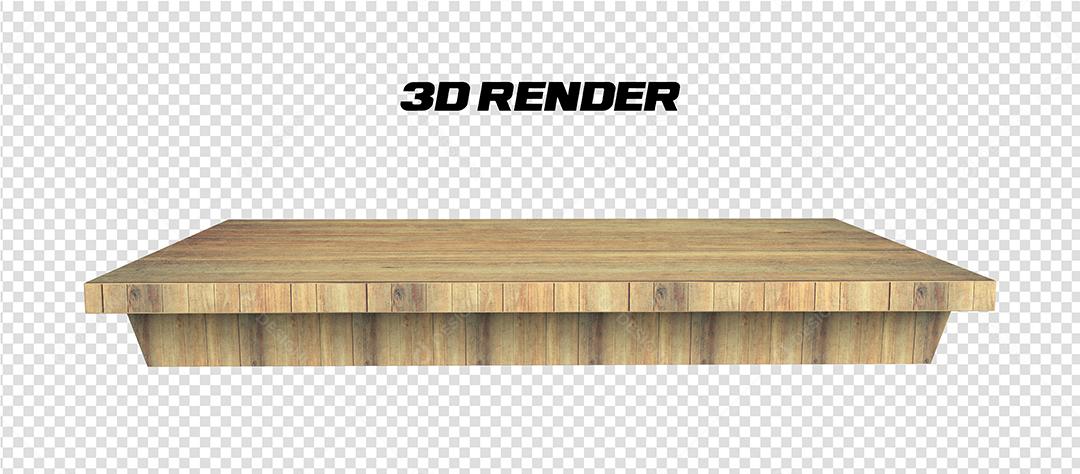 Mesa de Madeira Elemento 3D para composição PSD