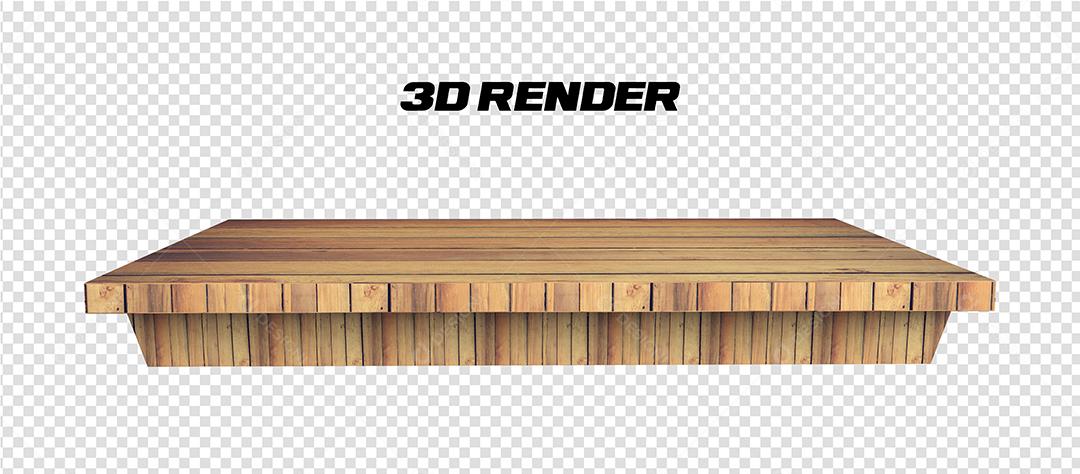Elemento 3D Mesa de Madeira para composição PSD
