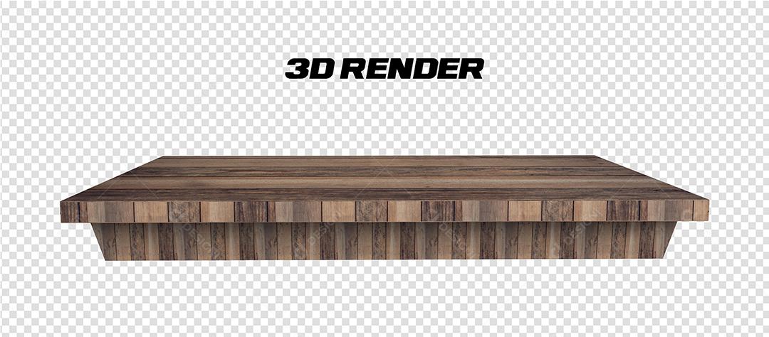 Elemento 3D Mesa de Madeira para composição PSD