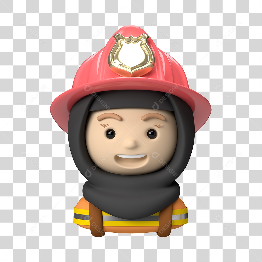 Bombeiro personagem 3D PNG Transparente