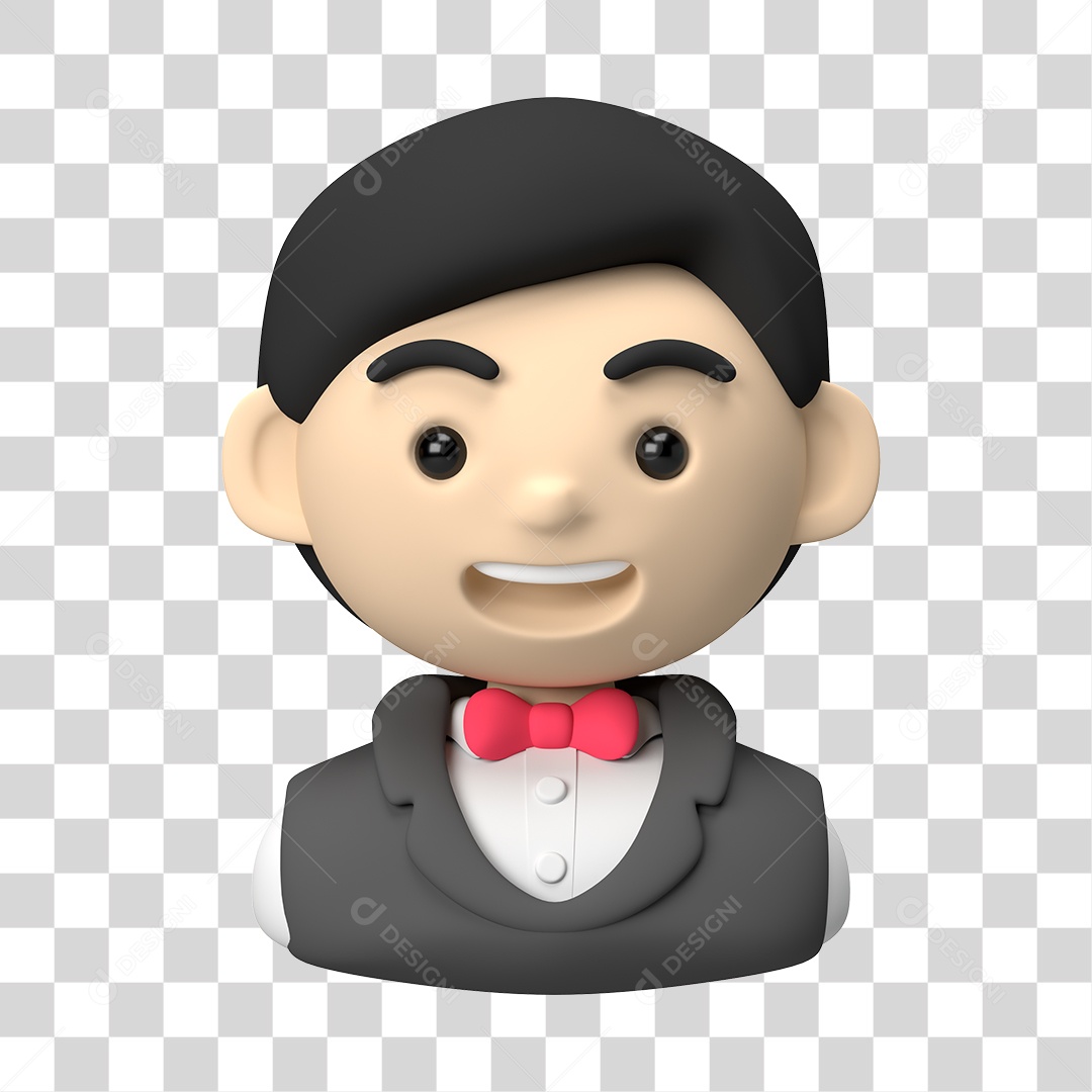 Personagem trabalhador Garçom  3D PNG Transparente