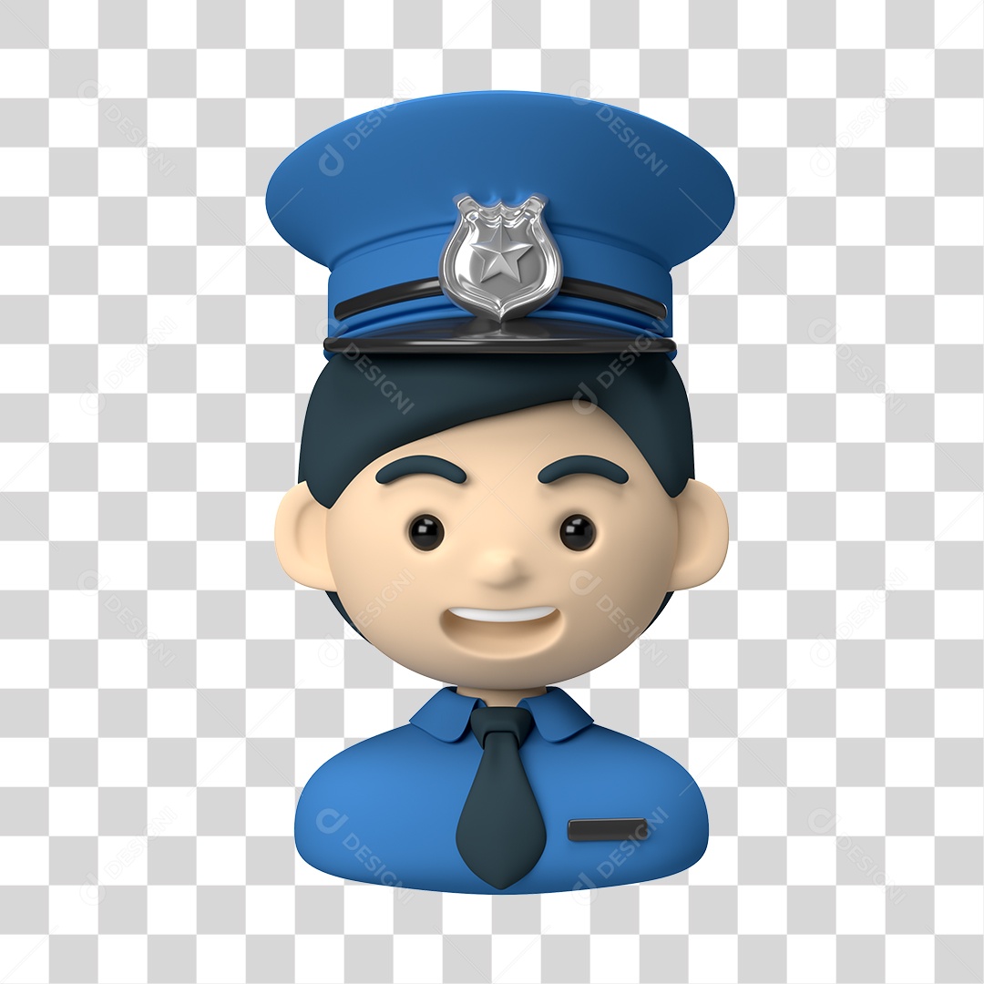 Personagem Masculino Policial 3D PNG Transparente
