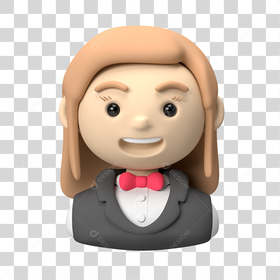 Personagem Feminina Garçonete 3D PNG Transparente