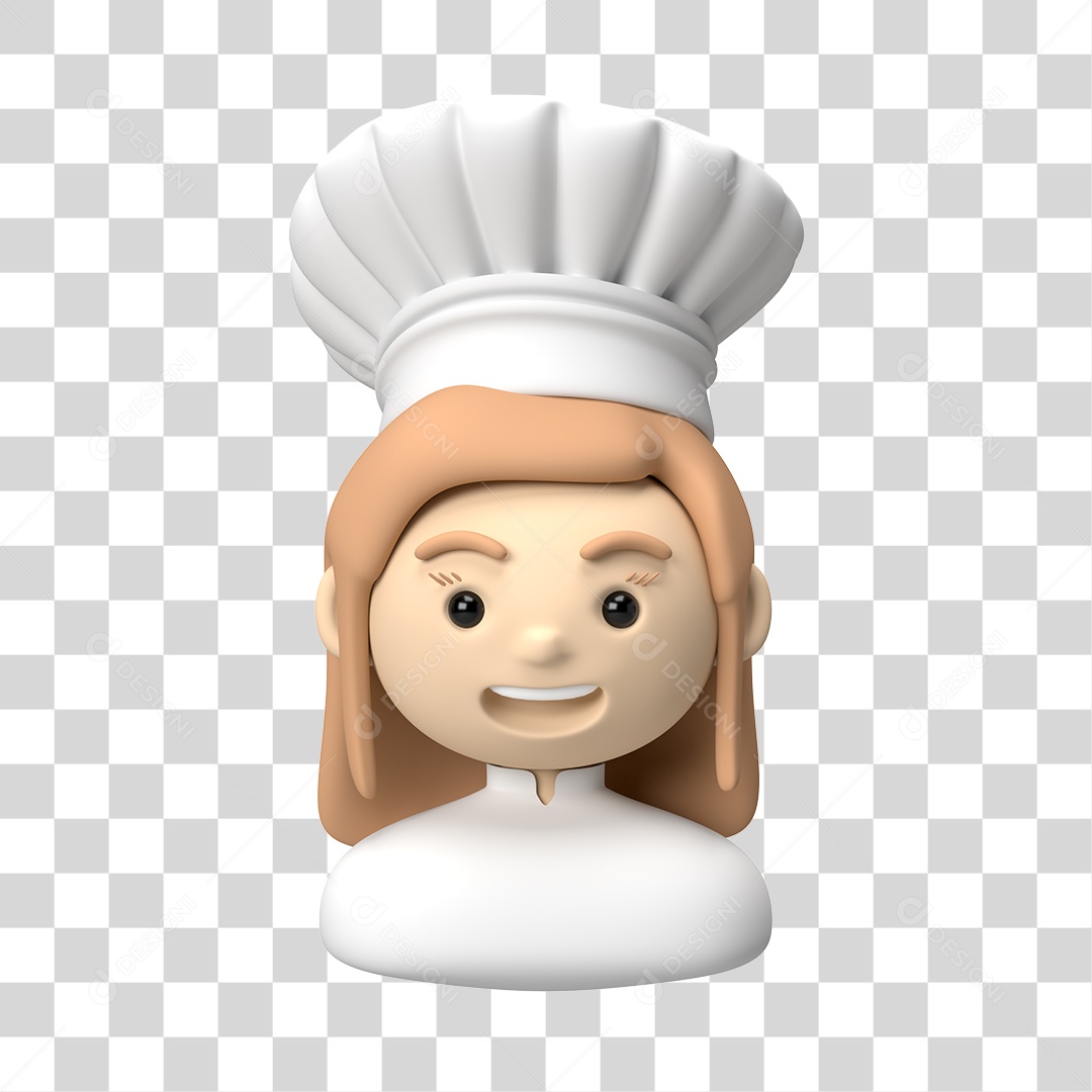 Personagem Feminina Chefe de Cozinha 3D PNG Transparente