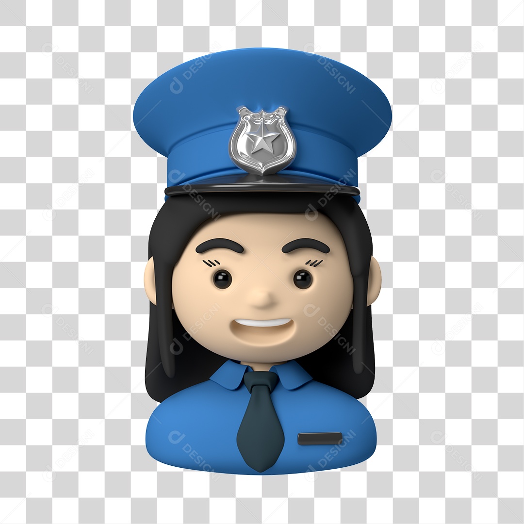 Personagem Feminina Policial 3D PNG Transparente