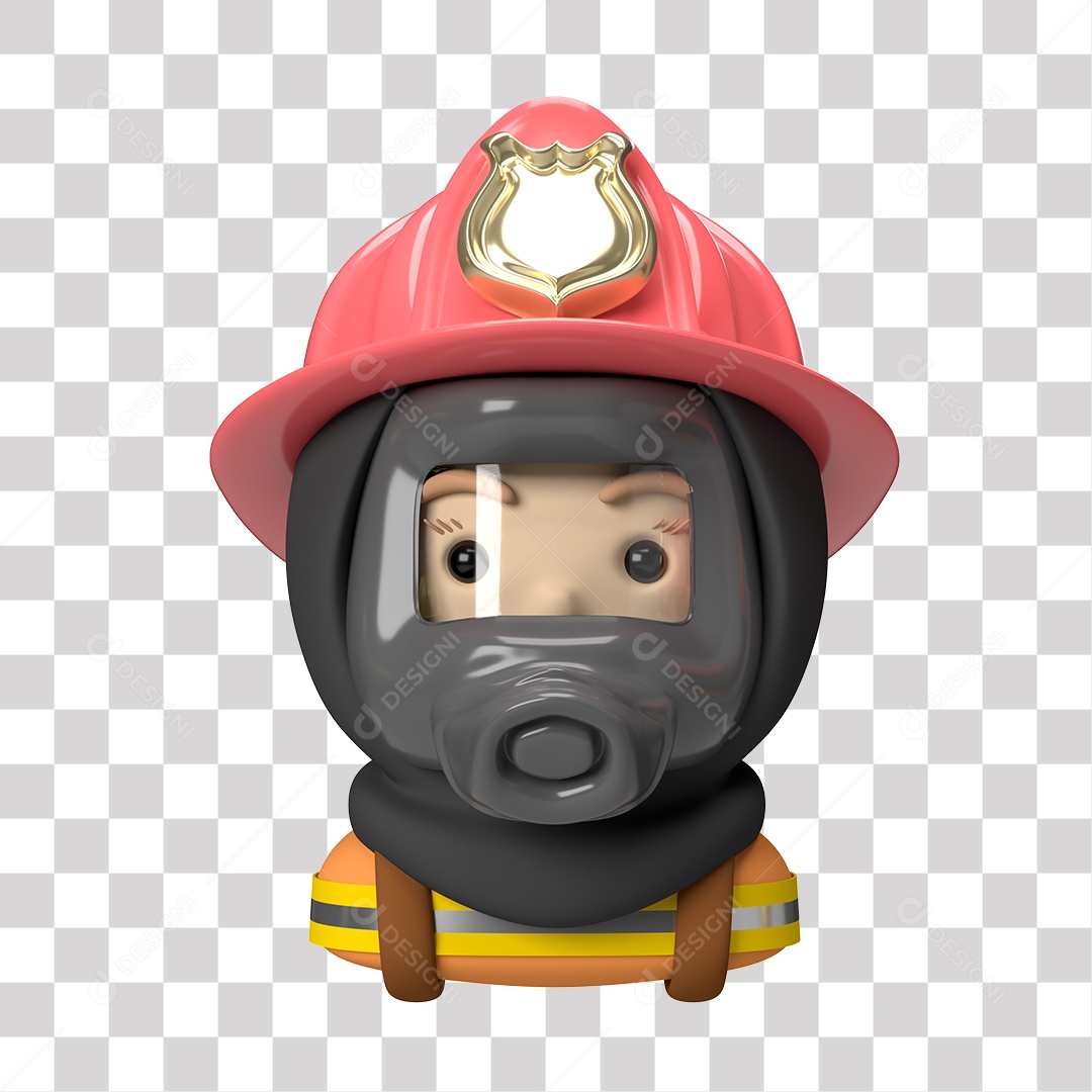 Personagem Bombeiro 3D PNG Transparente