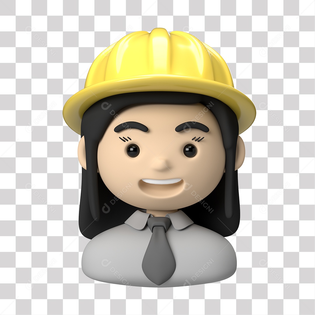 Personagem Engenheira 3D PNG Transparente