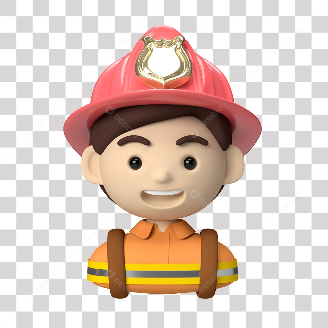 Personagem Bombeiro 3D PNG Transparente