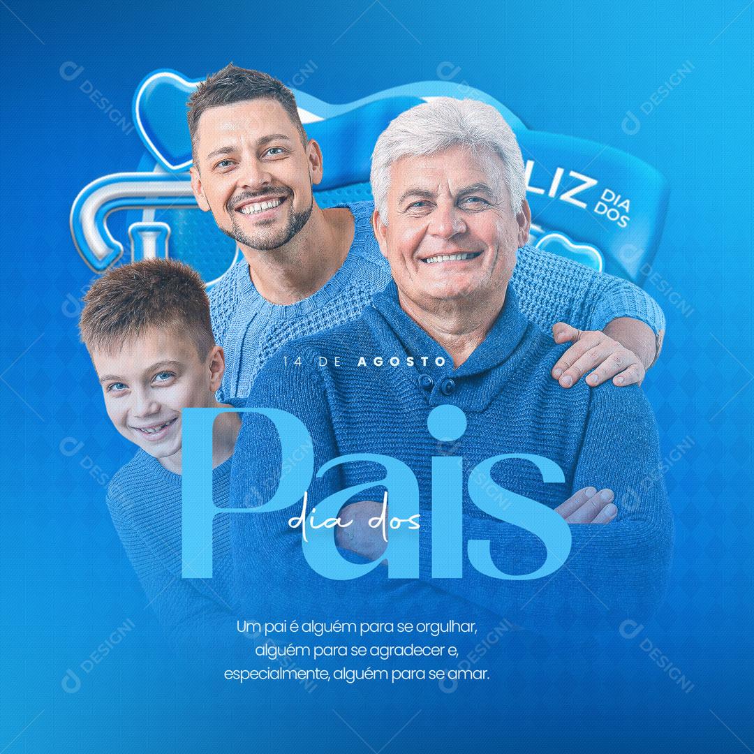 Feliz Dia dos Pais Cuidado, Amor e Proteção Social Media PSD Editável