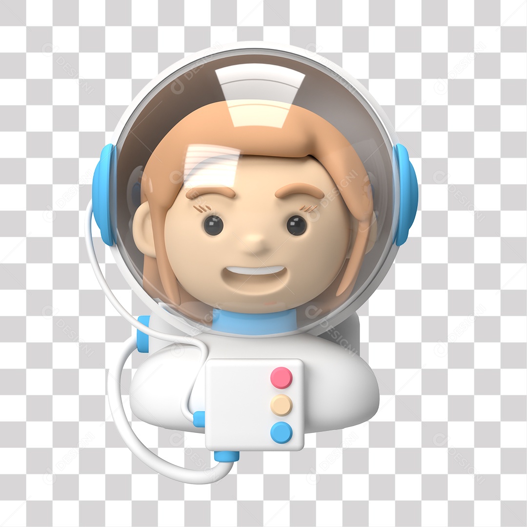 Personagem Feminino Astronauta 3D PNG Transparente