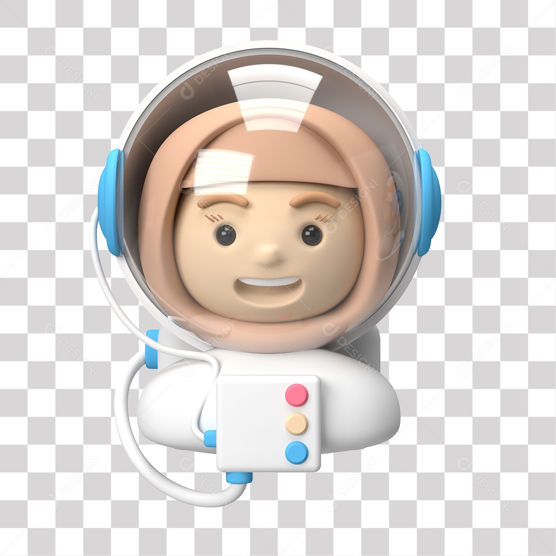 Personagem Feminino Astronauta 3D PNG Transparente