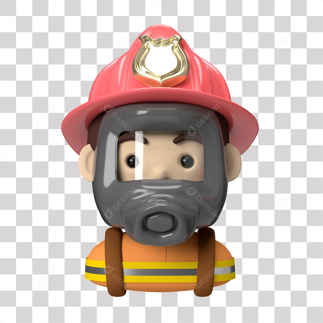 Personagem Bombeiro 3D PNG Transparente