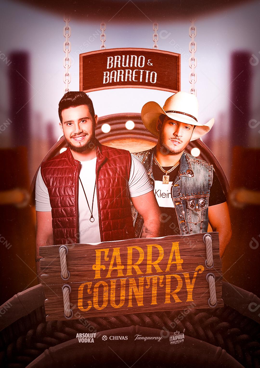 Farra Country Bruno e Barreto Flyers Social Media PSD Editável
