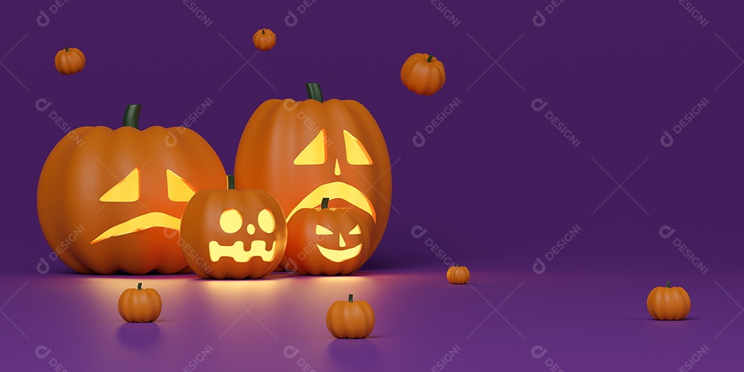 Renderização 3D Fundo de abóboras de halloween