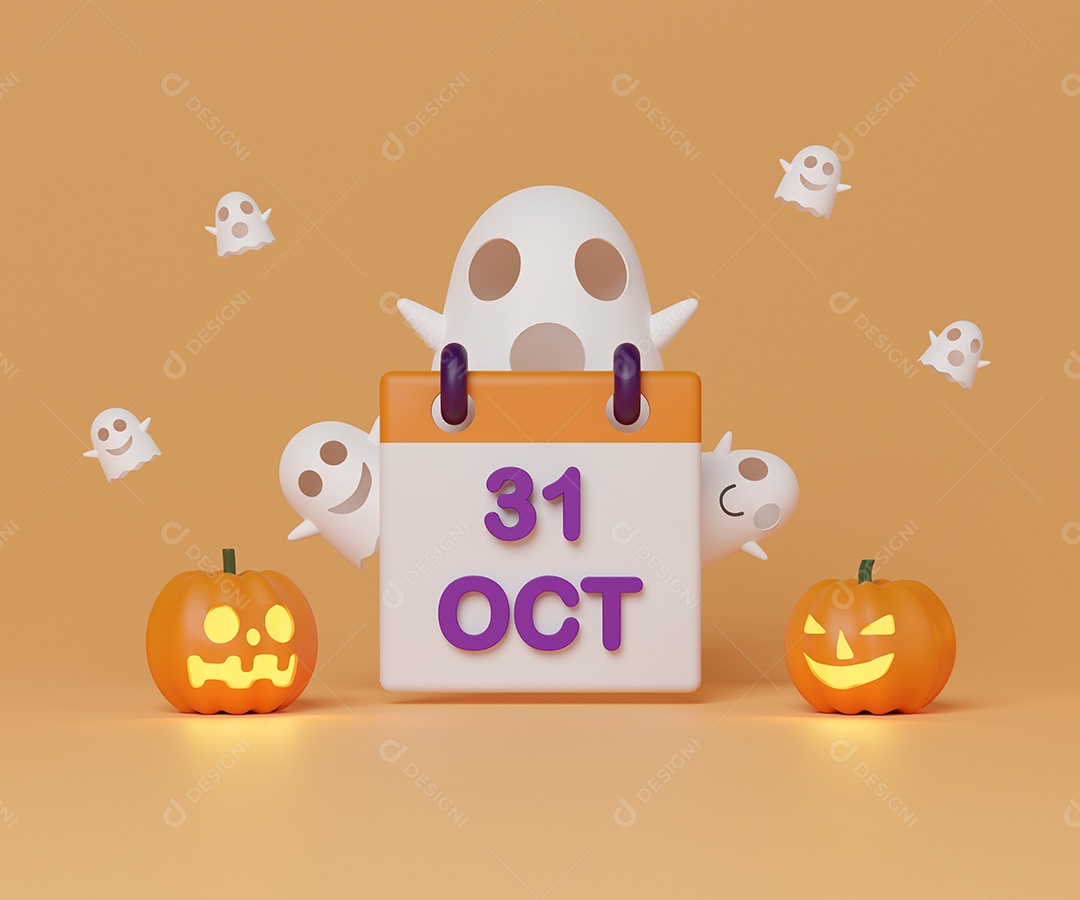 Renderização 3D Calendário 31 de outubro conceito halloween