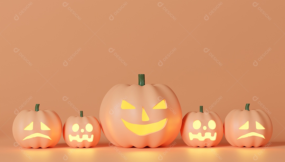 Renderização 3D Fundo de abóboras de halloween