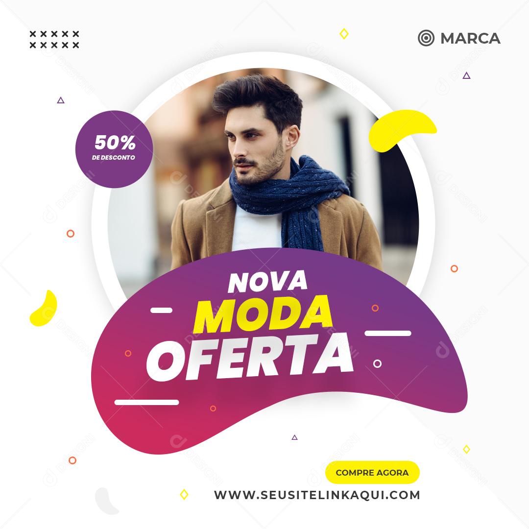 Social Media Nova Moda Oferta Economize até 50% Loja PSD Editável
