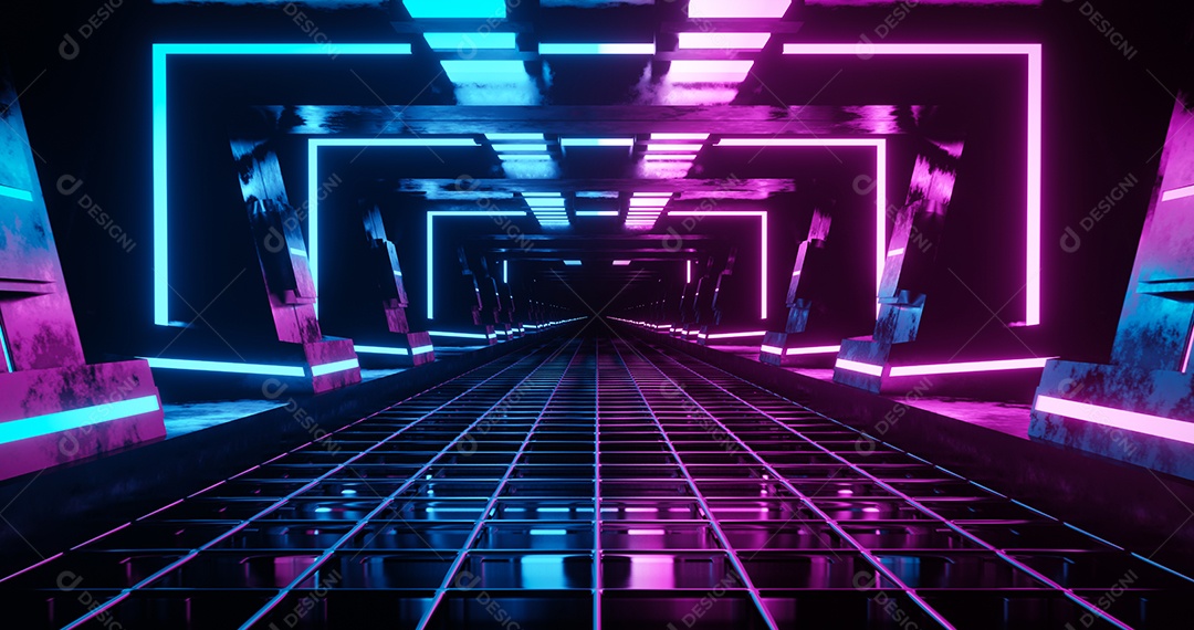 Renderização 3D Pódio neon