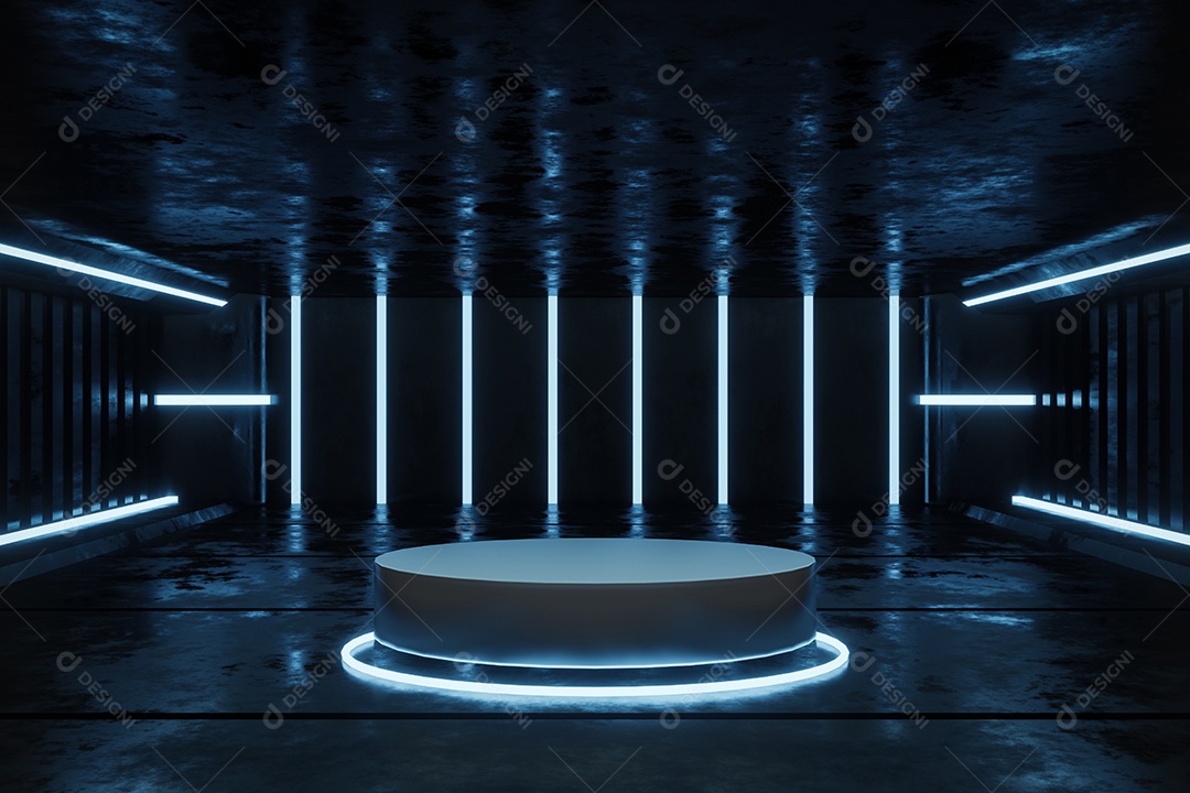 Renderização 3D Pódio Neon