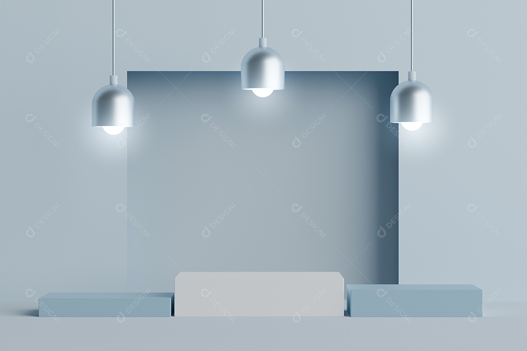 Renderização 3D Pódio branco minimalista