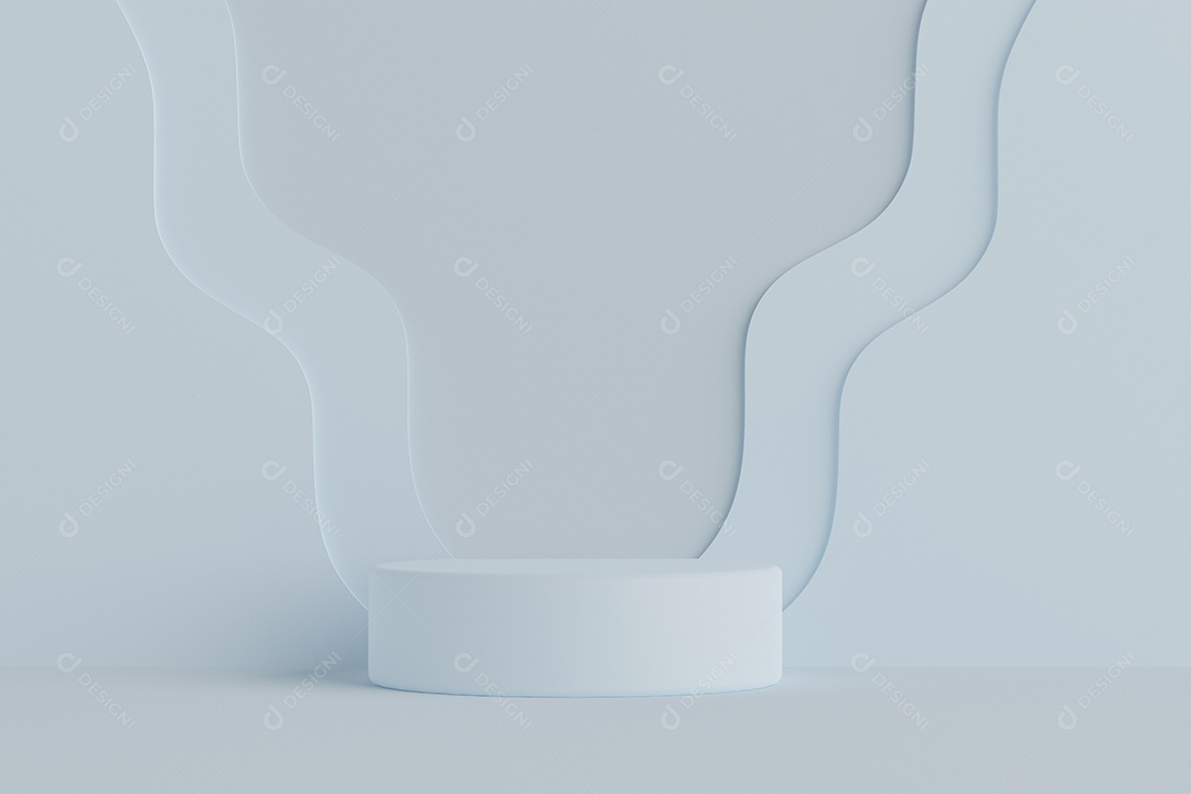 Renderização 3D Pódio branco minimalista