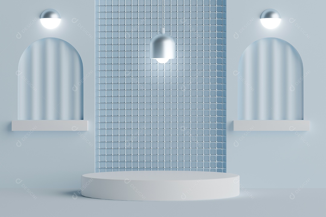 Renderização 3D Pódio minimalista branco