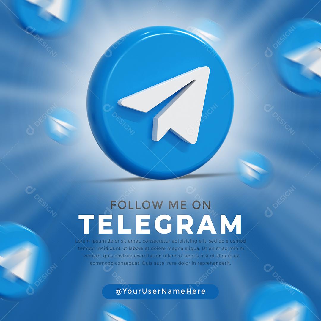 Logotipo brilhante do telegrama ícone 3D