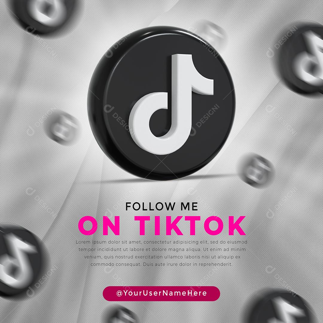 Logo tipo brilhante do Tiktok ícone 3D