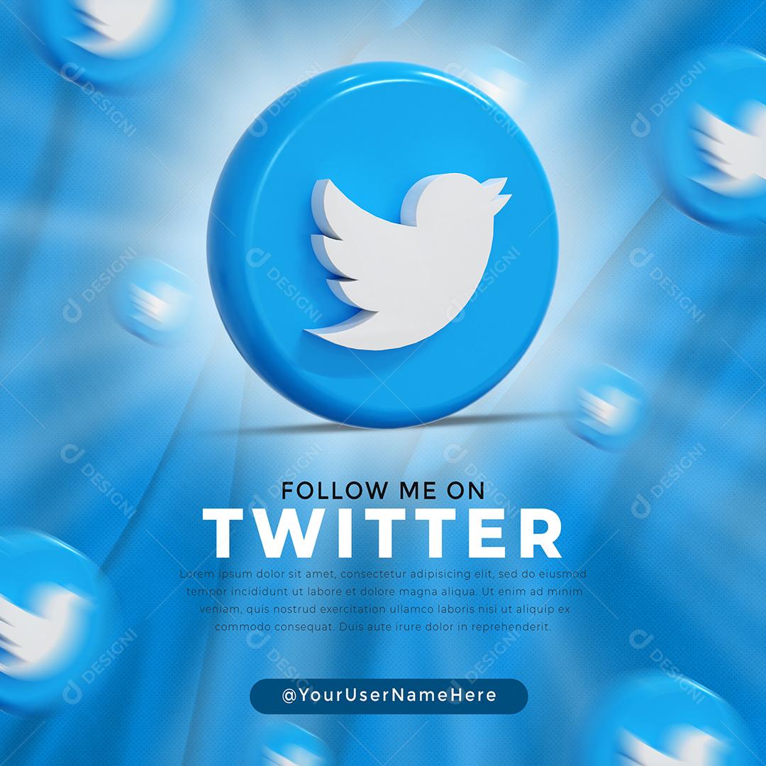 Logo tipo brilhante do Twitter ícone 3D