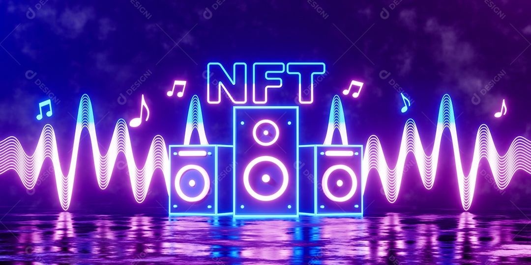 Renderização 3D Caixas de músicas neon