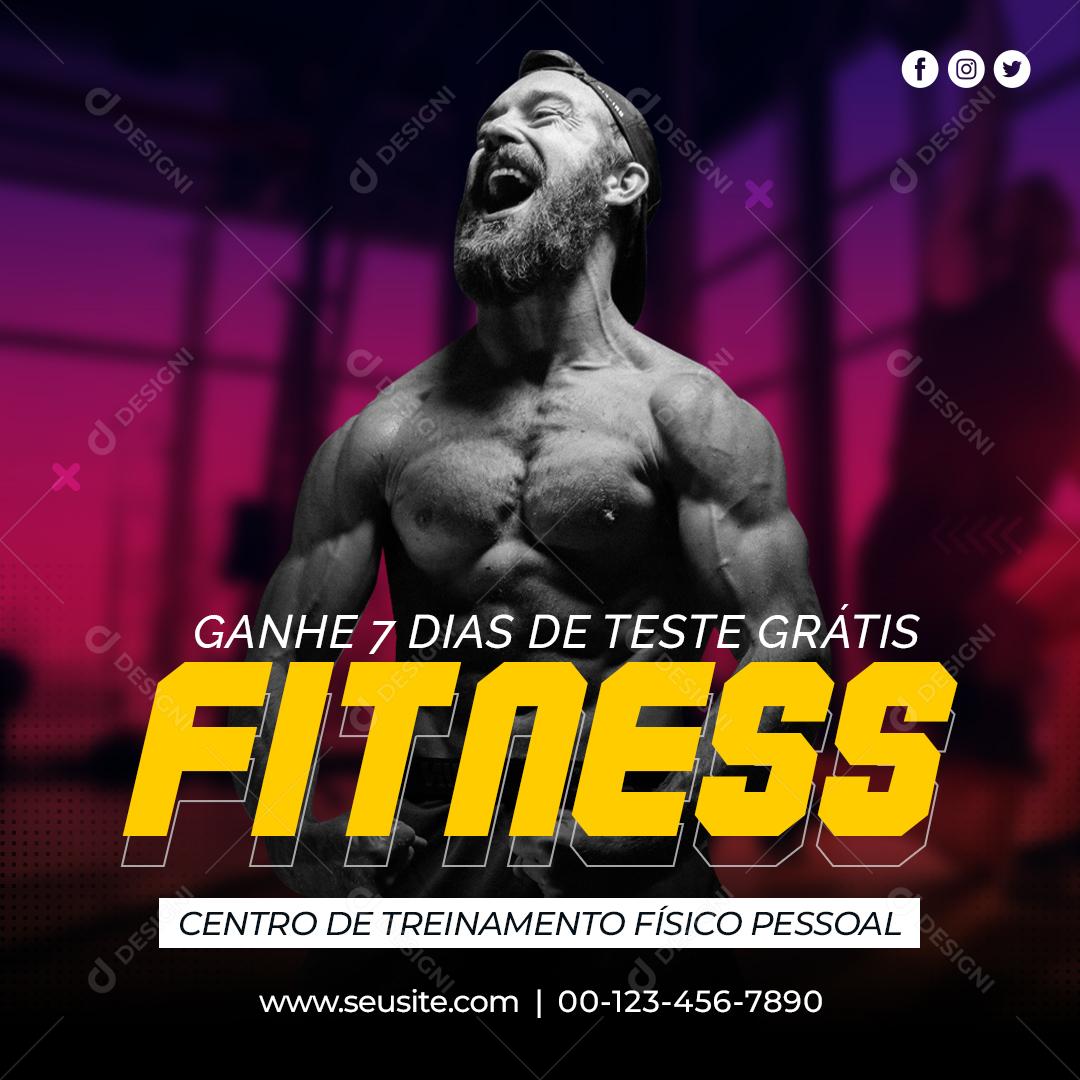 Ganhe 7 dias de teste grátis Fitness Academia Social Media PSD Editável
