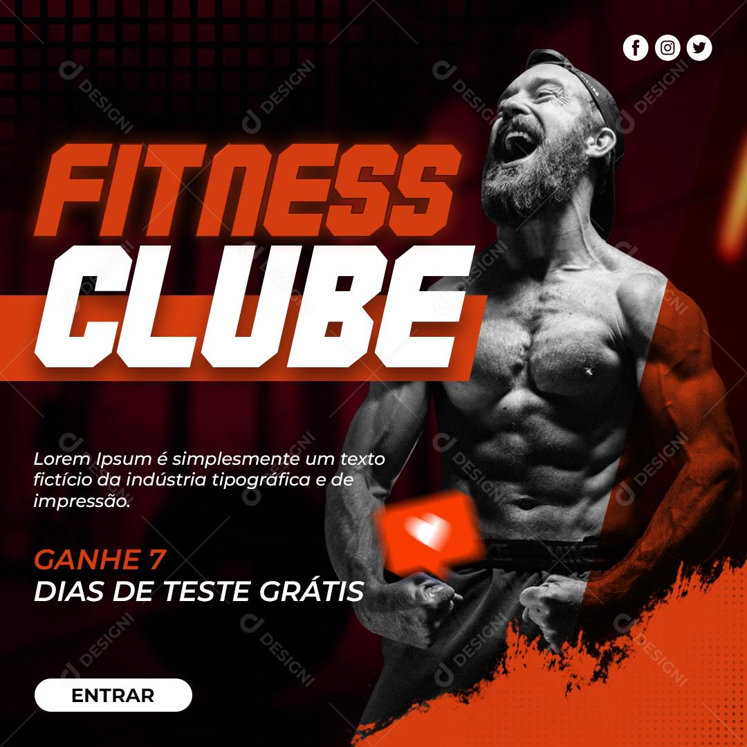 Fitness club Ganhe 7 dias de teste grátis Academia Social Media PSD Editável