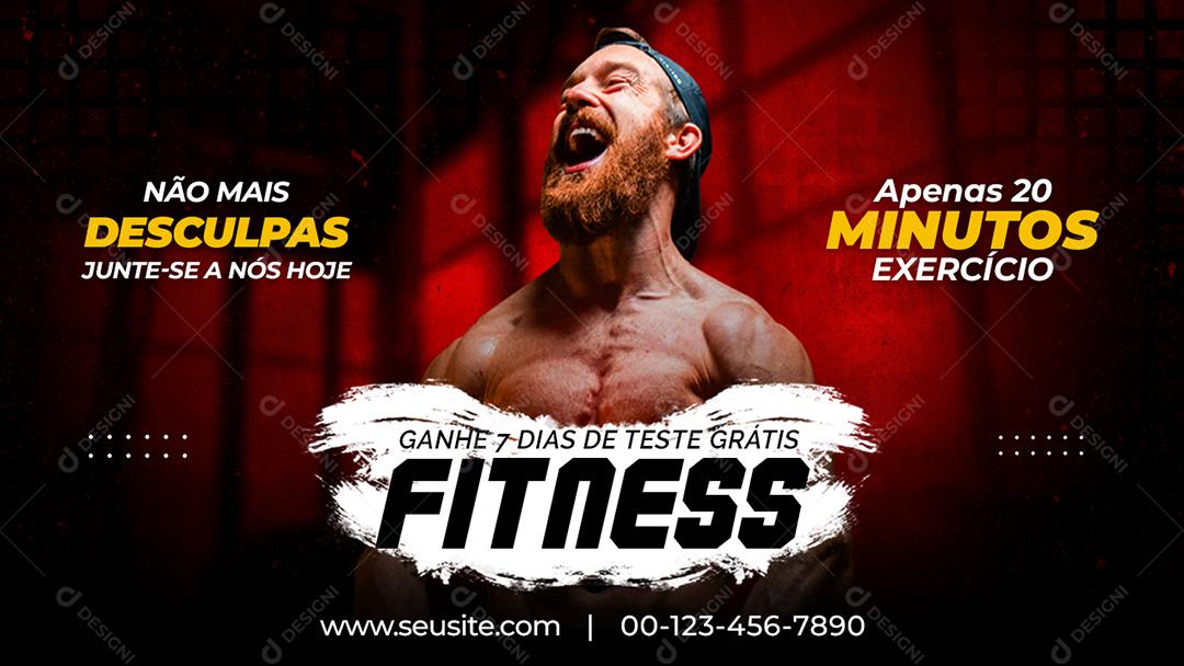 Banner Não mais desculpas junte se a nós hoje fitness Academia Social Media PSD Editável