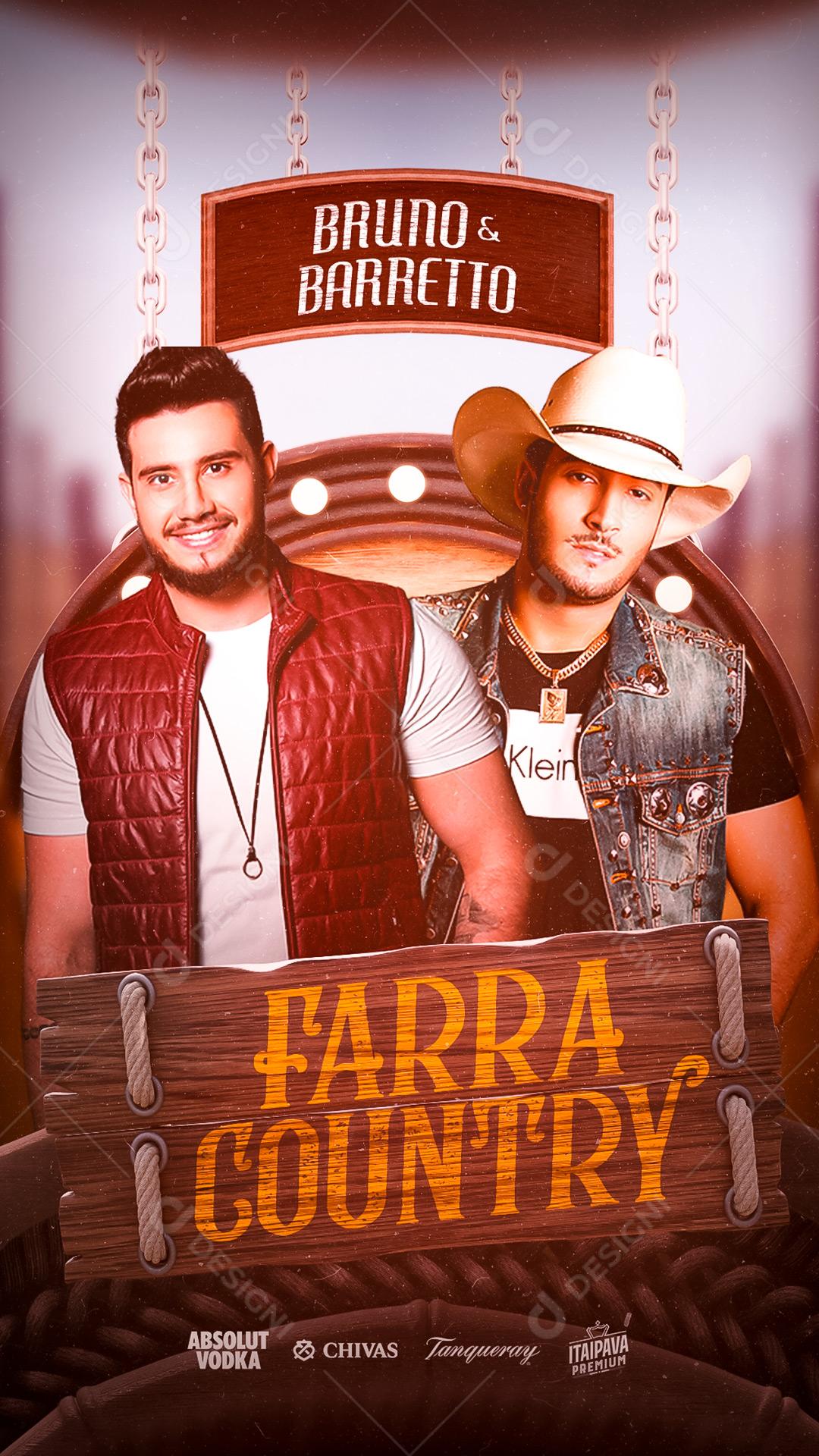 Story Farra Country Bruno e Barreto Flyers Social Media PSD Editável