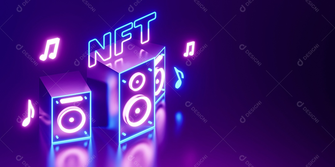 Renderização 3D Caixas de músicas neon