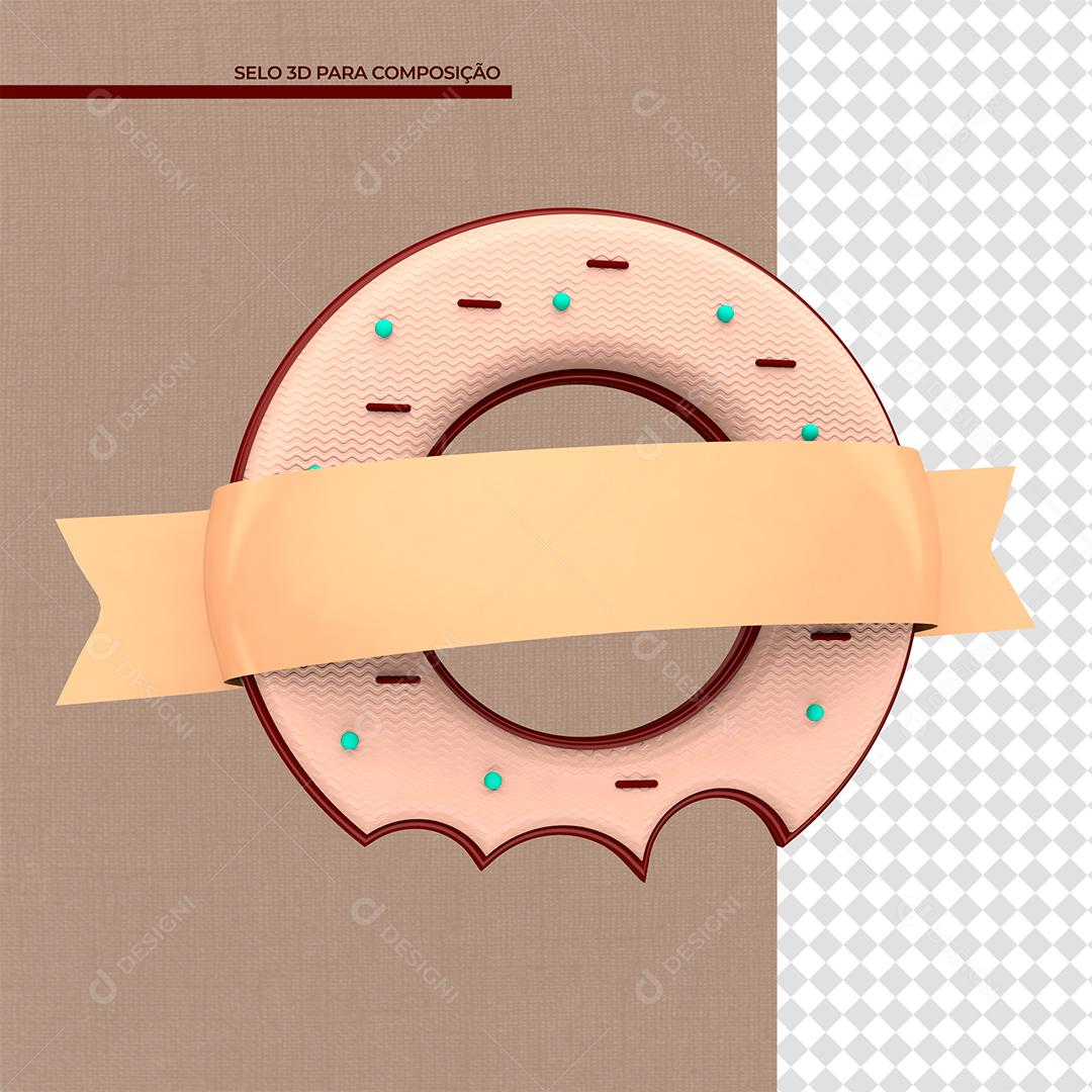 Rosquinha com Faixa 3D Elemento para composição PSD