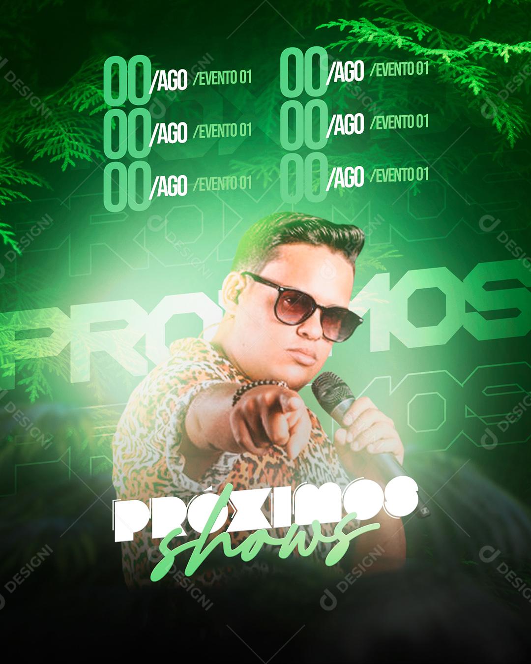 Social Media Flyer Proximos Shows Cantores PSD Editável