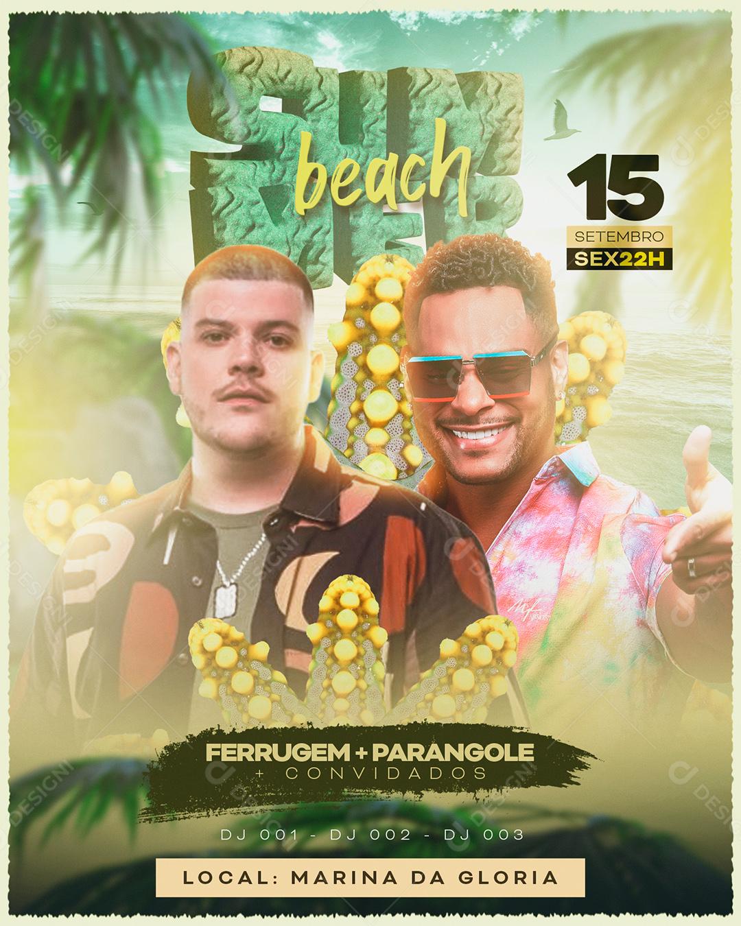 Social Media Flyer Summer Beach Ferrugem Mais Parangolé PSD Editável