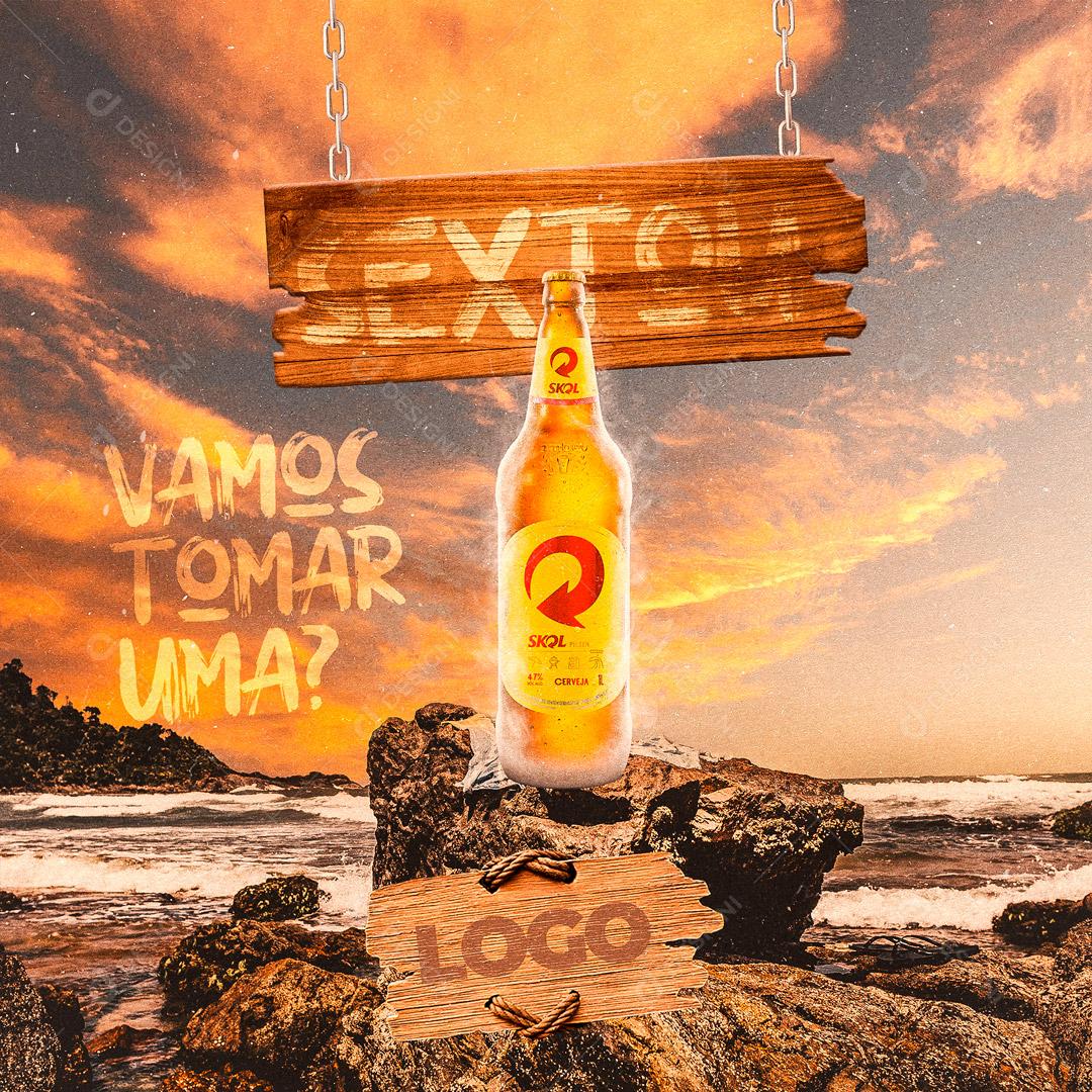 Post Bebidas Cerveja Gelada Sextou Vamos Tomar Uma? Social Media PSD Editável