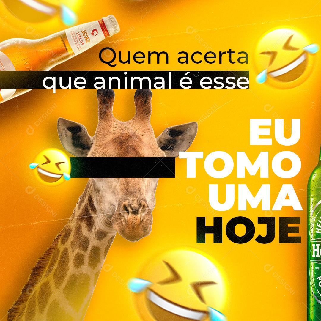 Post Bebidas Cerveja Quem Acertar que Animal é Esse Eu Tomo Uma Hoje! Social Media PSD Editável
