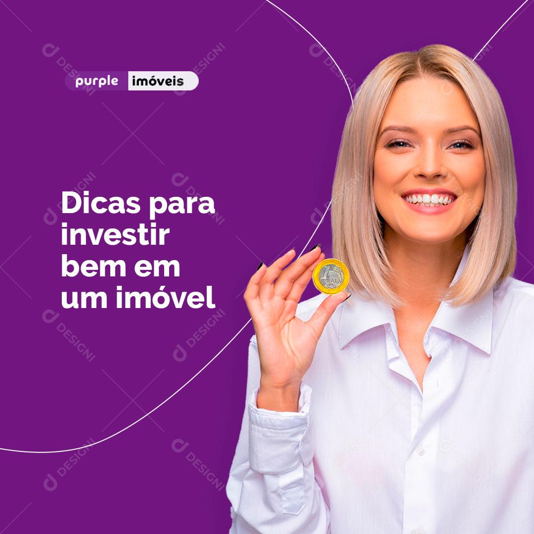 Post Imobiliária Dicas Para Investir Bem em Um Imóvel Social Media PSD Editável