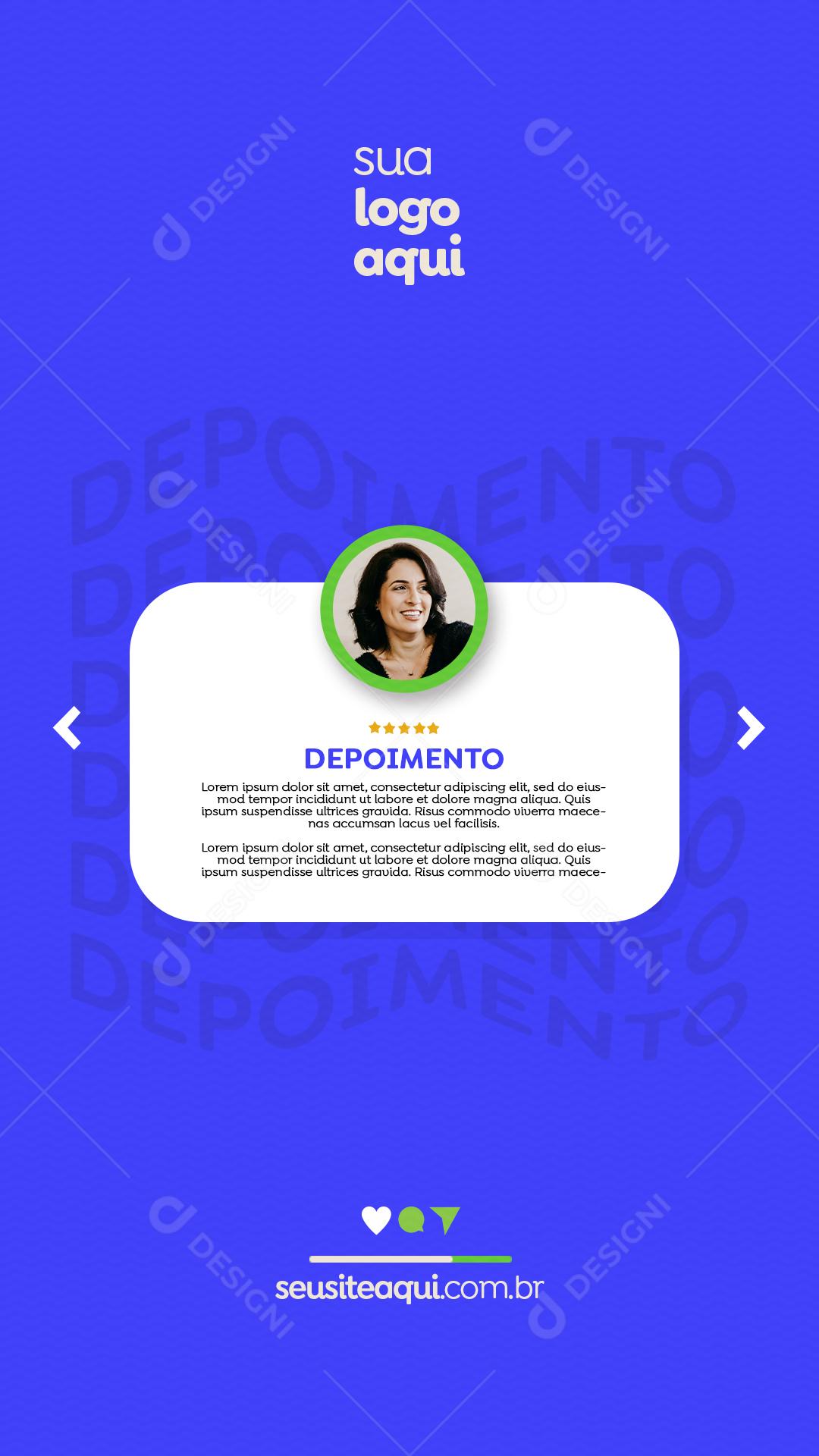 Social Media Story Investimento Depoimento PSD Editável