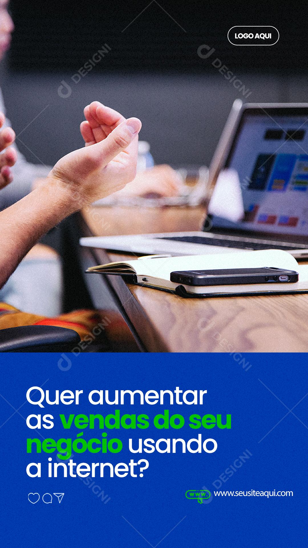 Social Media Story Marketing Quer Aumentar as Vendas Negócios Empresas PSD Editável