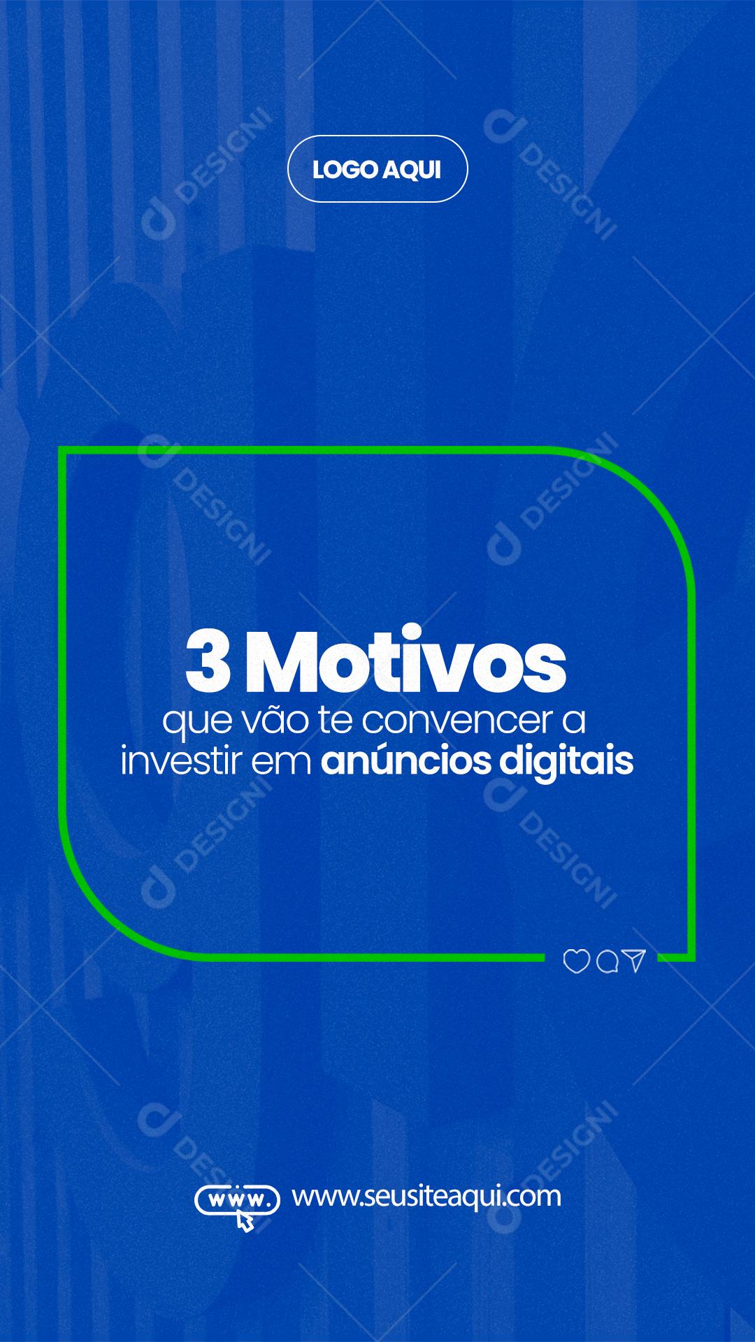 Social Media Story Marketing Digital 3 Motivos Que Vão te Convencer PSD Editável
