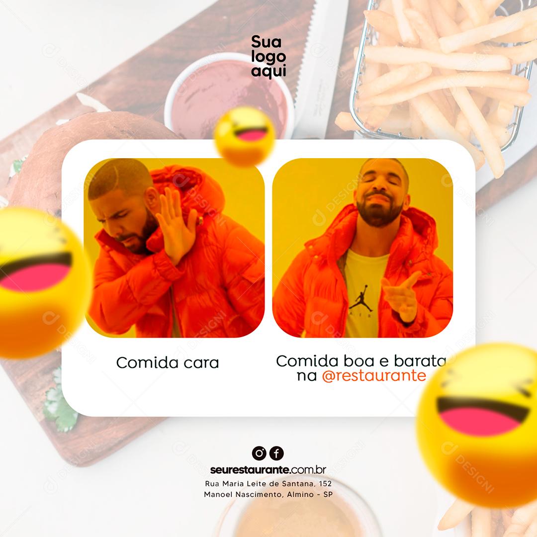 Social Media Culinária Comida Boa e Barata PSD Editável