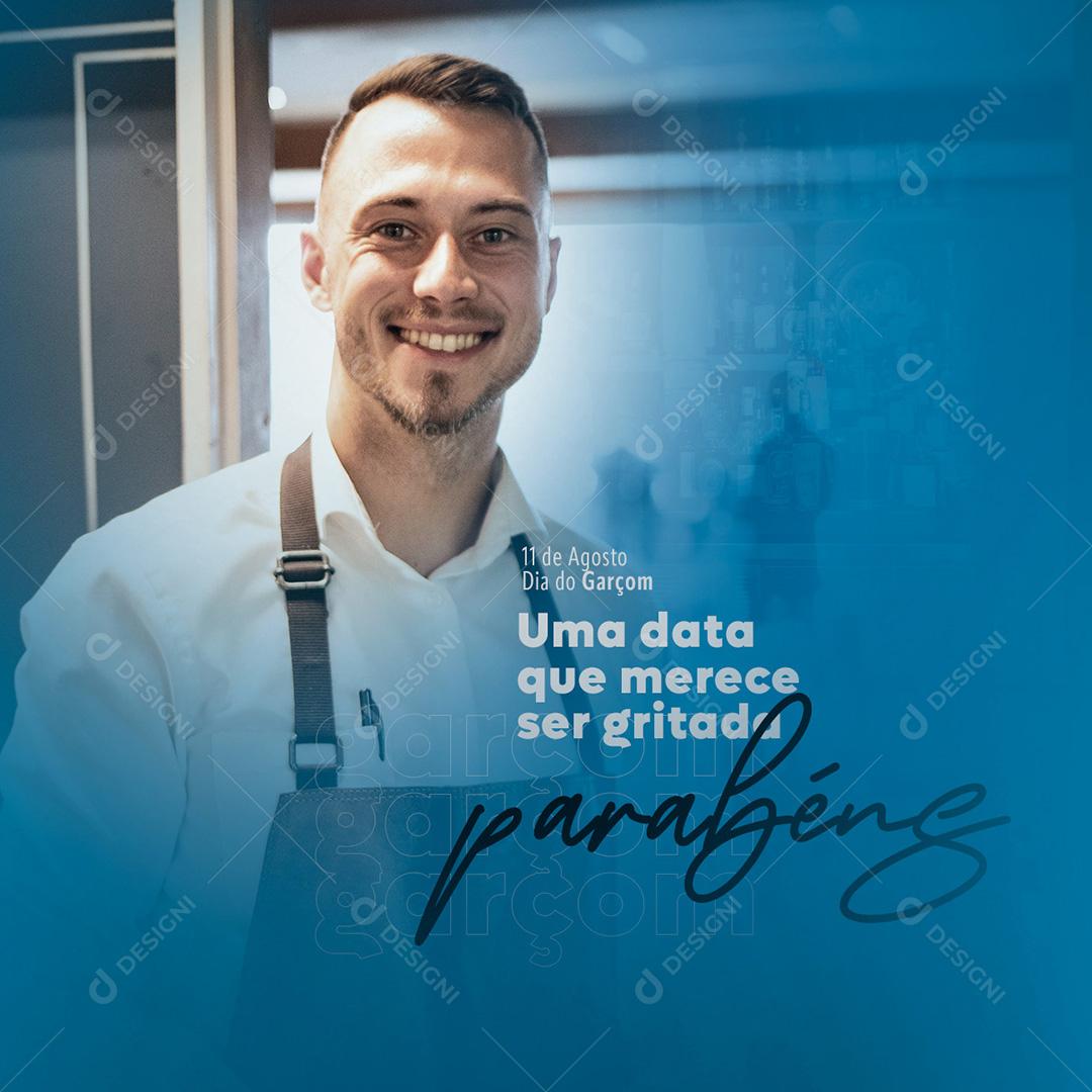 Social Media Dia do Garçom Parabéns PSD Editável