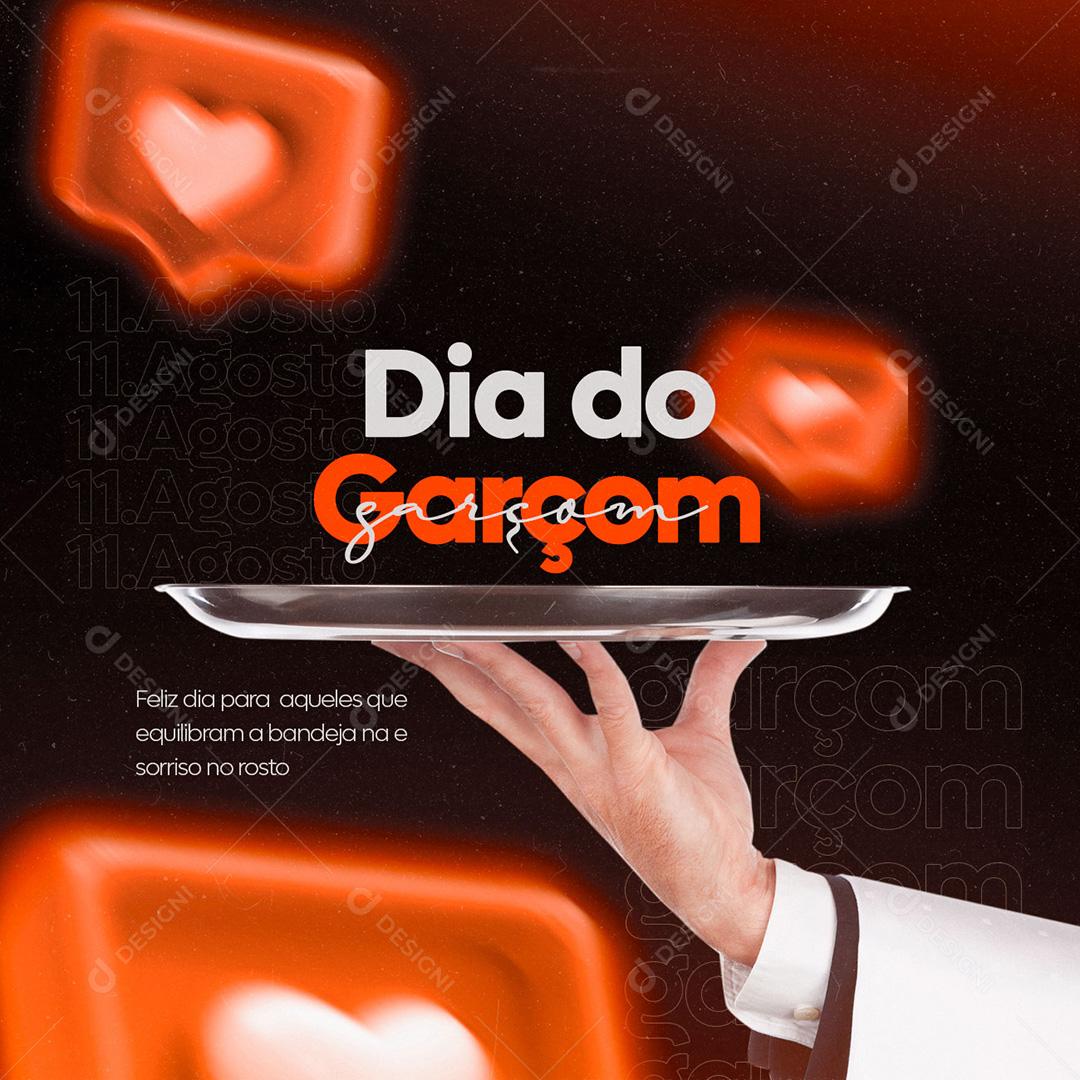 Social Media Dia do Garçom 11 de Agosto PSD Editável