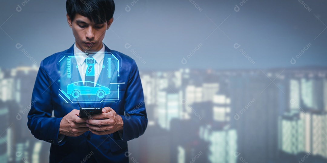 Escolhendo um veículo elétrico. escolha do carro elétrico. apontando para o símbolo